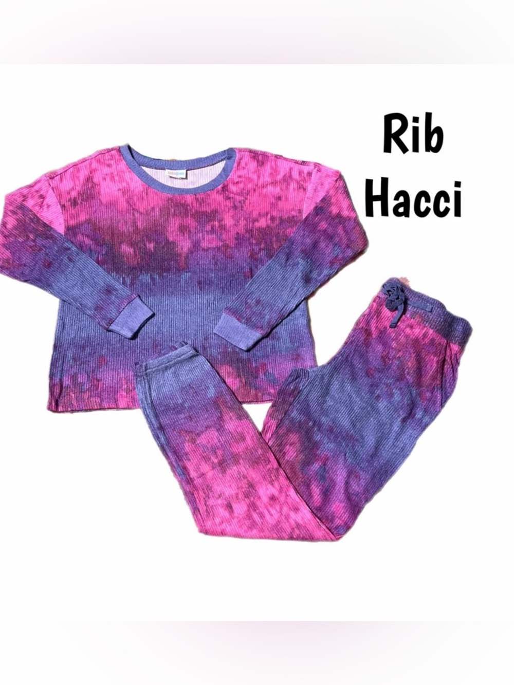 LuLaRoe Rib Hacci Tie-Dye Pink and Purple Loungewear Set